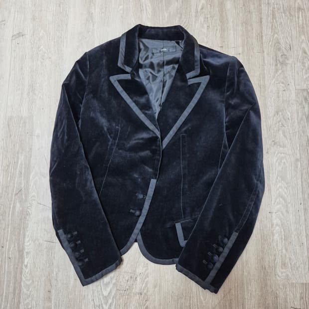 한섬 시스템 싱글 블레이저 카라 벨벳 자켓