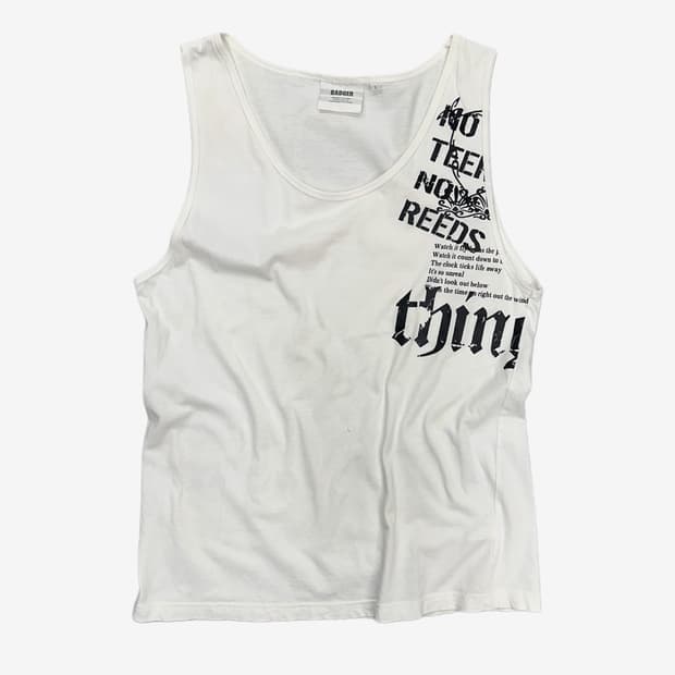 lettering printing white sleeveless