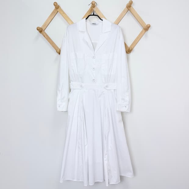 르니나 셔츠 플레어 롱원피스