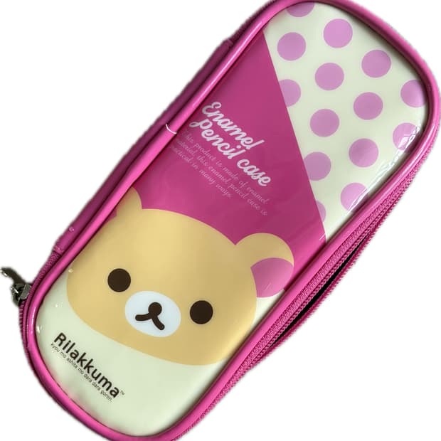리락쿠마 펜슬파우치 핫핑크 도트