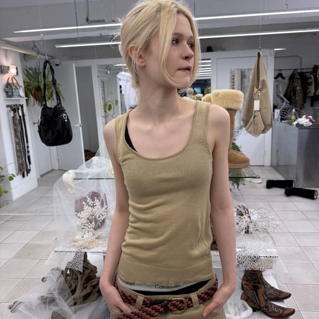 gold stitch knit vest