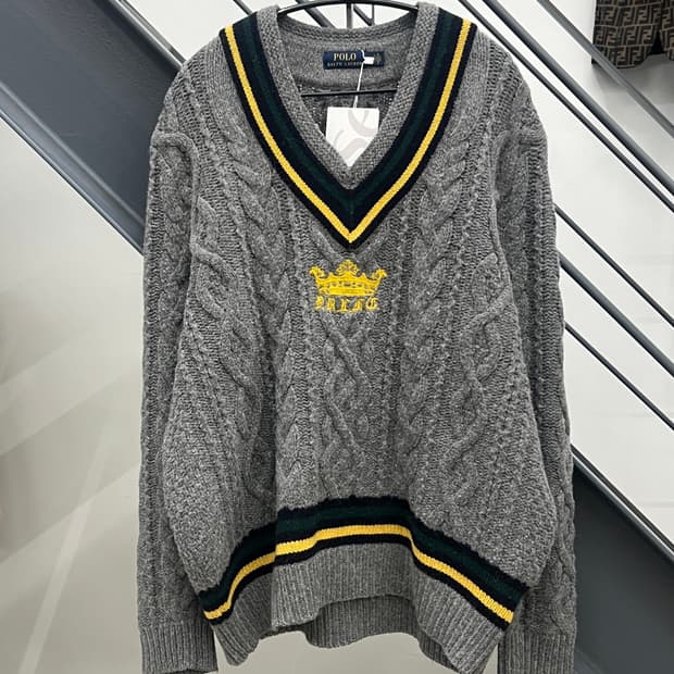 폴로랄프로렌 그레이 헤비울 크리켓 니트