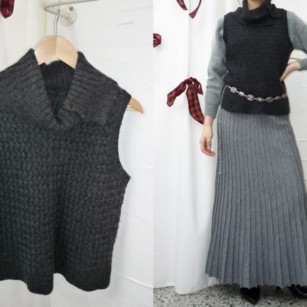 charcoal buttons vest