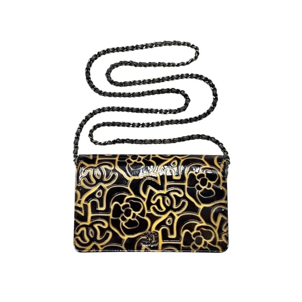 샤넬 블랙 까멜리아 CC 페이턴트 woc. 웍 카멜리아