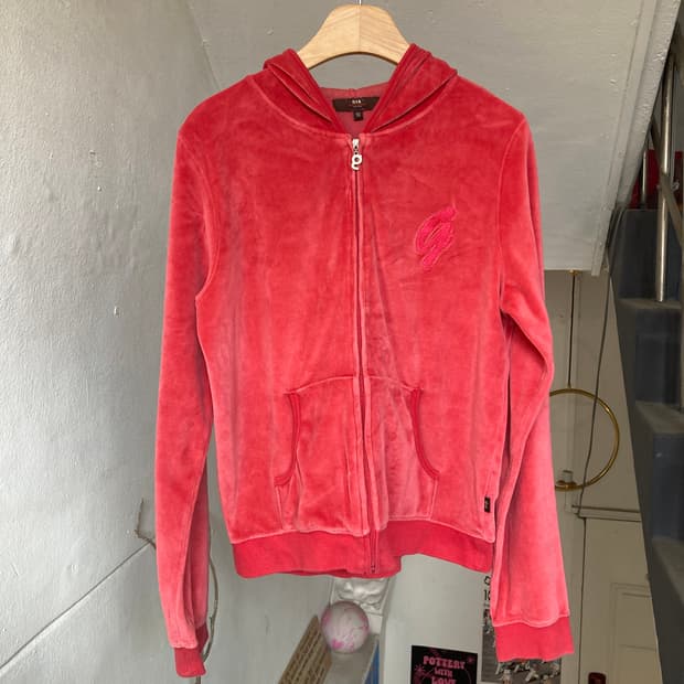 y2k 빈티지 벨벳 후드집업