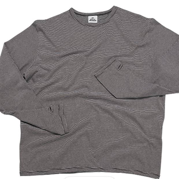 [M] 새상품 mjd 스트라이프 핑거홀 롱슬리브 티셔츠 블랙