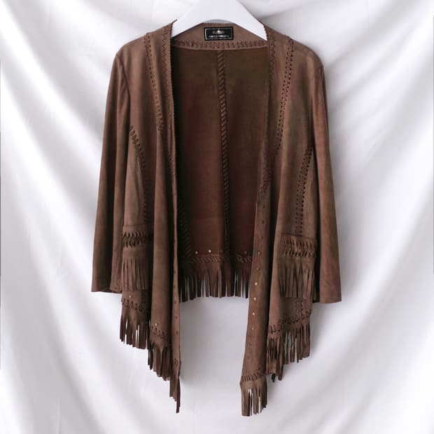 suade fringe snap jacket