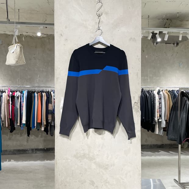 알렉산더 왕 14F/W 차콜 미스얼라인 스트라이프 크루넥 니트