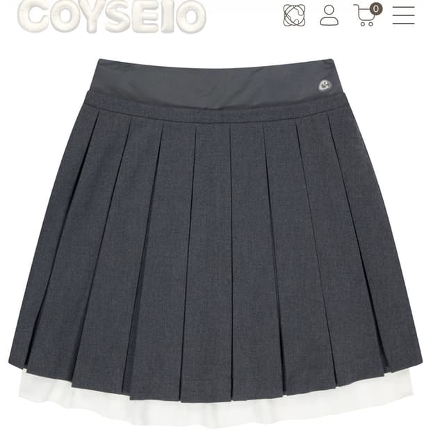 Coyseio DOUBLE WAISTED PLEATS SKIRT GREY