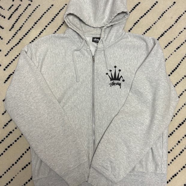Stussy 리갈 크라운 후드집업 그레이 L