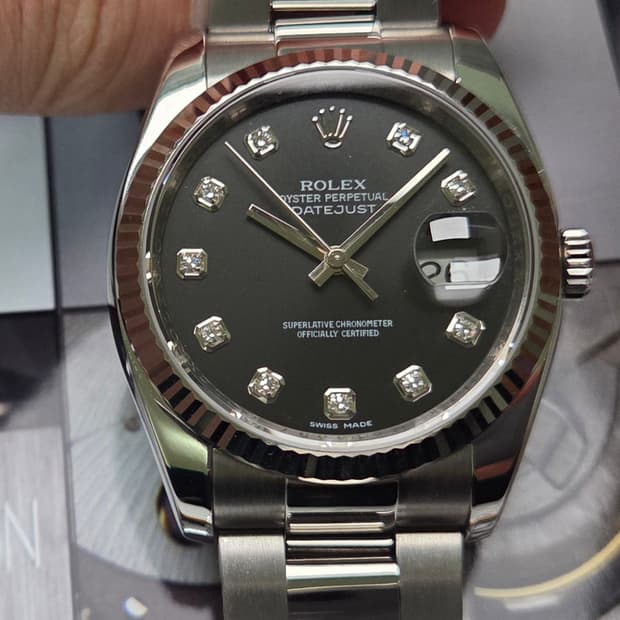 롤렉스 데이저스트 116234 블랙 10P다이아(검텐포) WG플루티드베젤