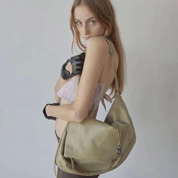 Folded Slouchy Bag Dirty Green