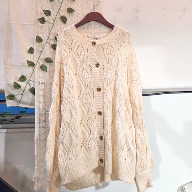 earth music 아이보리 왕가디건 [빅사이즈]