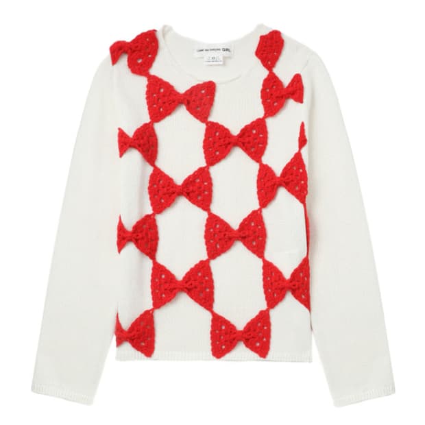 새상품 꼼데가르송 걸 레드리본 스웨터 XS