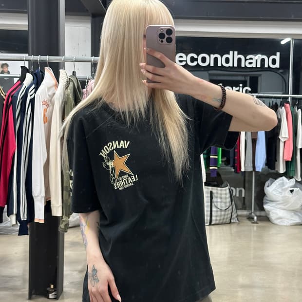 벤슨 스타 뽀빠이 그래픽 블랙 반팔 티셔츠