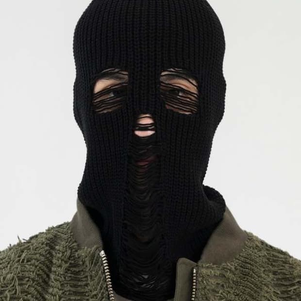 카미야 디스트레드 비니겸 바라클라바