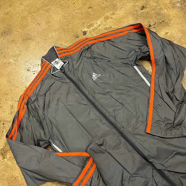 [정품/100] 아디다스 삼선 바람막이 그레이 오렌지 b8