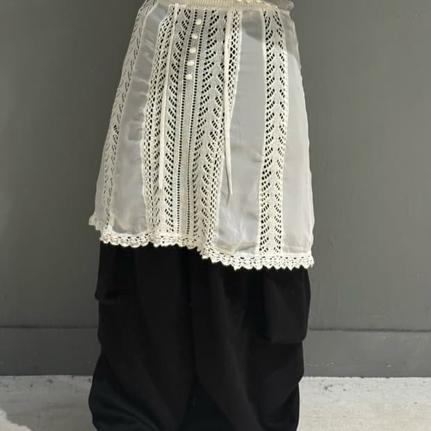 crochet layered button point midi skirt