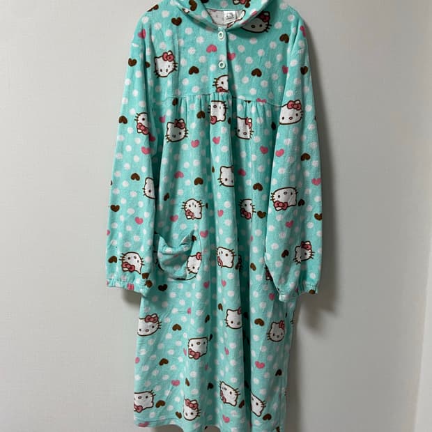 고전 2013 산리오헬로키티 수면잠옷 민트초코 도트 원피스 라떼히메갸루