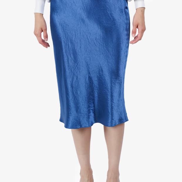 빈스 새틴 슬립 미디 스커트