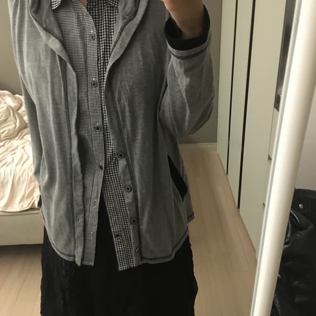 체크 셔츠 레이어드 가디건