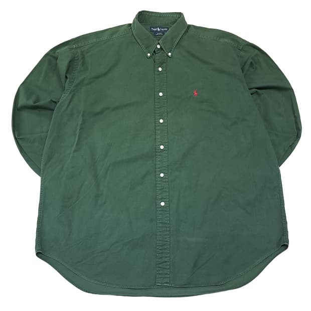 CK049 2XL 폴로 90s 헤비트윌 포레스트그린 셔츠 남방