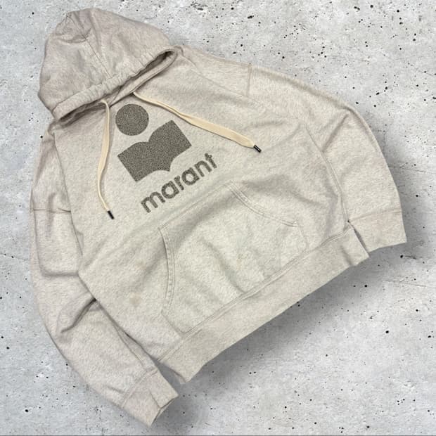 [38] 이자벨마랑 뽀글이 로고 후드티 오트밀 그레이 C379