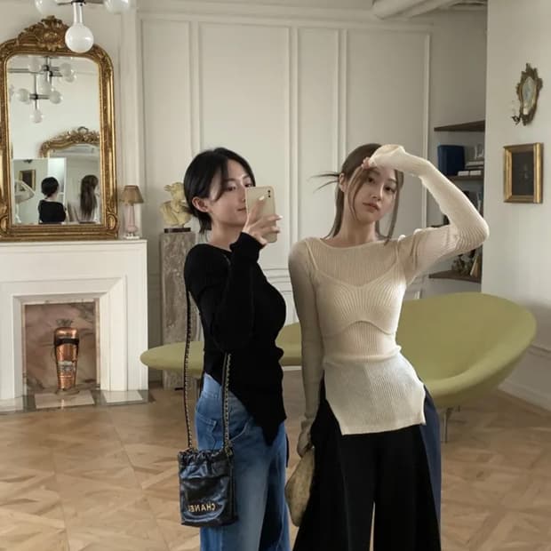 하이원스 레이어드 뷔스티에 니트