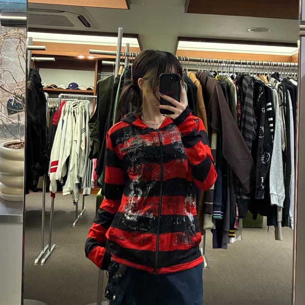 L)In the Attic 빈티지 여성 펑크 후드집업