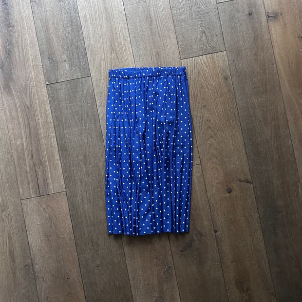 Blue Dot Pleats Skirt
