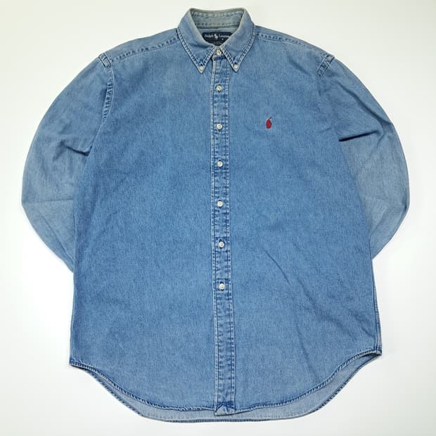 CL893 M 폴로 90s 레드포니 클래식 데님셔츠 남방