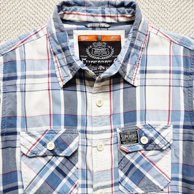 슈퍼드라이 체크 셔츠 L 