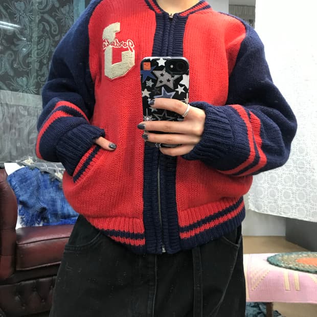 JORDACHE 죠다쉬 AMERICA 90‘s 성조기 니트 바시티 자켓 