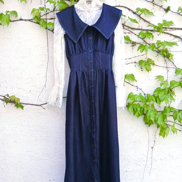 dazzlin 데님 세일러 코르셋 원피스 (재패니스 빈티지)