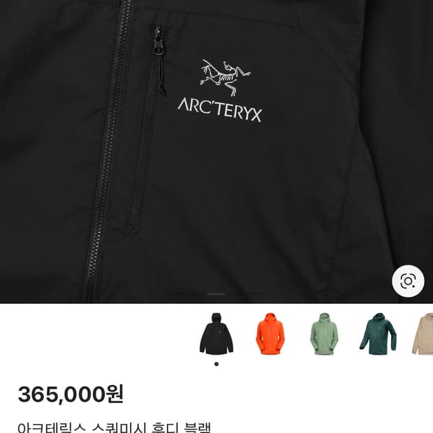 아크테릭스 스쿼미시 후디 블랙 XL