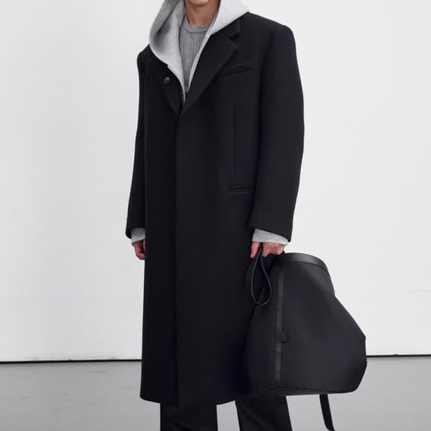 [M] 렉토 울 블렌드 헤비 오버사이즈 싱글 코트 블랙