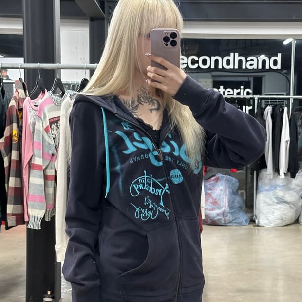 디젤 프린팅 코튼 후드 집업