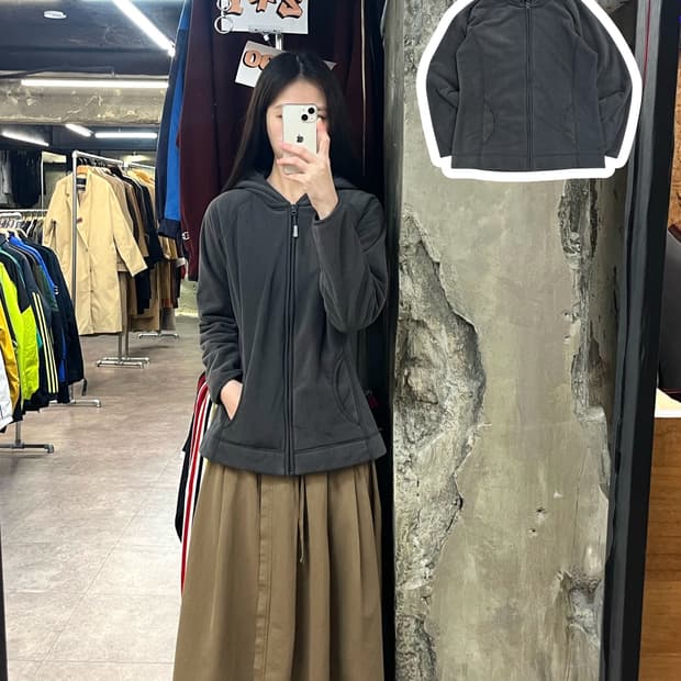 에디바우어 후드 플리스 자켓 차콜 #csz3515