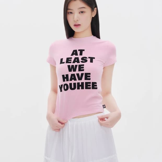 유희 LETTERING T-SHIRT PINK