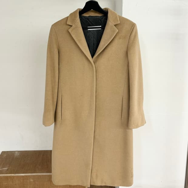 질샌더 베이지 싱글 브레스트 울 코트