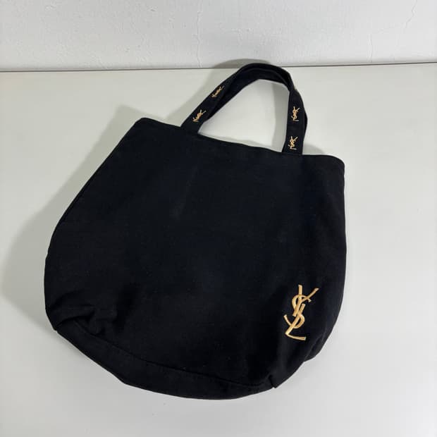 OS 빈티지 입생로랑 YSL 블랙 코튼 도트백