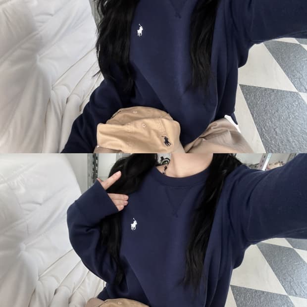 폴로 랄프로렌 네이비 세미크롭 맨투맨 