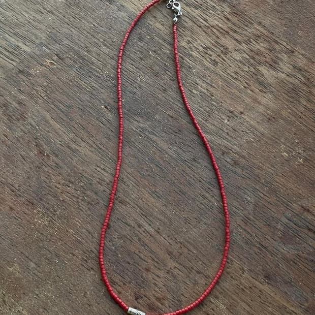 히피 모리 에스닉 핸드메이드 서핑 실버 목걸이 