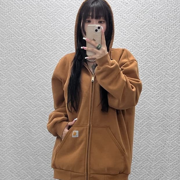 칼하트 빈티지 캐주얼 오버핏 레인디펜더 써멀 후드집업 M C13559