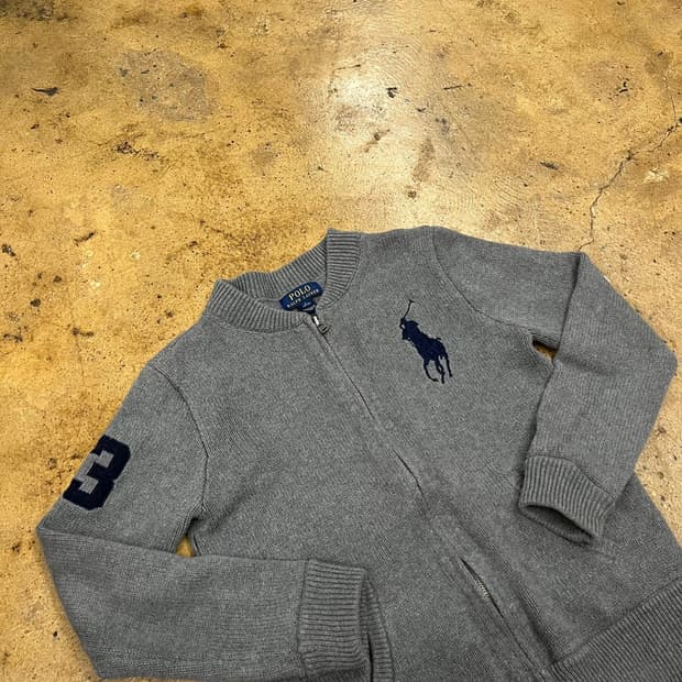 폴로 랄프로렌 그레이 빅포니 니트 집업 