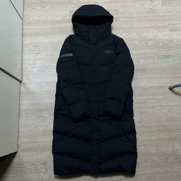 리복 클래식 와펜 로고 후드 롱패딩 점퍼 [블랙] M/95