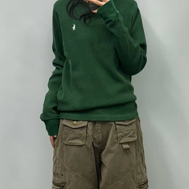 폴로 랄프로렌 신형 딥그린 와플 니트
