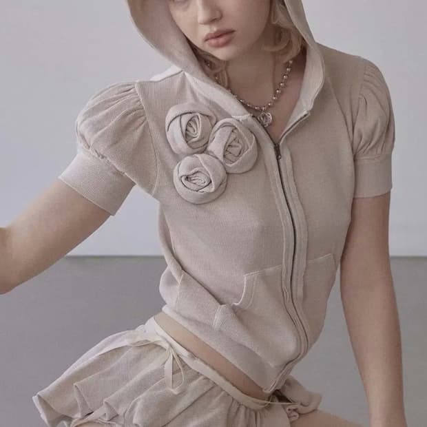 스컬프터 Washed Rose Hoodie Zip-Up Raw