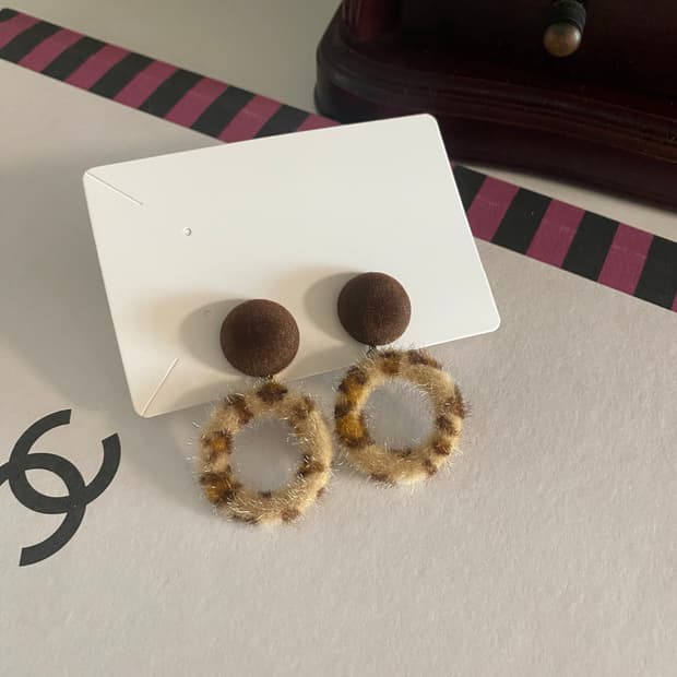 레오파드 귀걸이 귀찌 빈티지