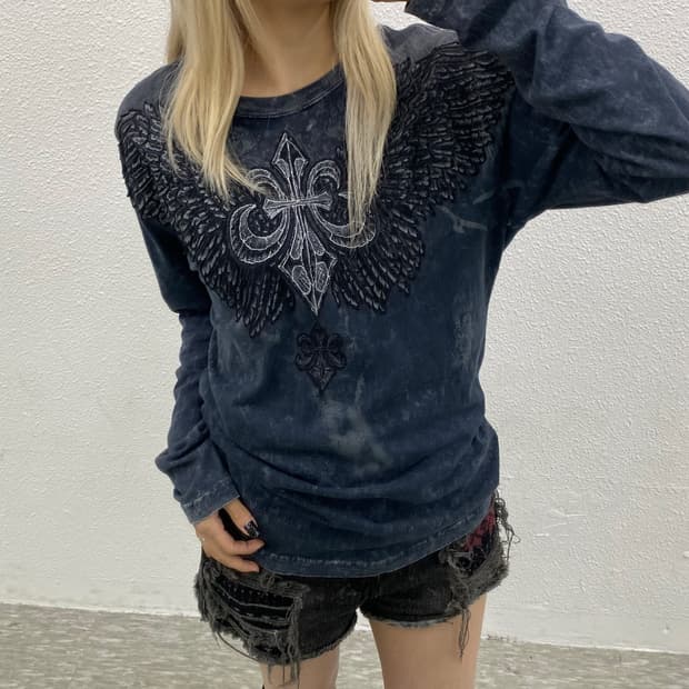 버커루 y2k 펑크맛 네이비 롱슬리브 L